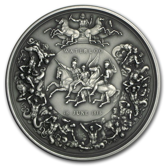2015 Great Britain 8 oz Silver Battle of Waterloo Medal