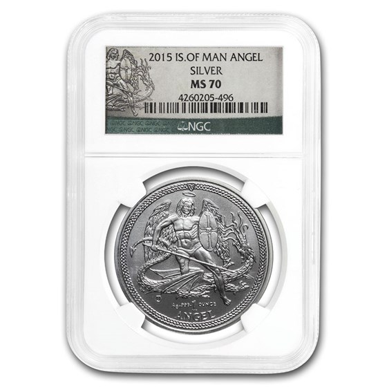 2015 Isle of Man 1 oz Silver Angel MS-70 NGC 2015 Isle of Man 1 oz Silver Angel MS-70 NGC
