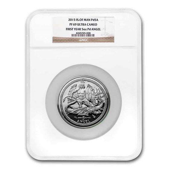 2015 Isle of Man 5 oz Palladium Angel PF-69 UCAM NGC 2015 Isle of Man 5 oz Palladium Angel PF-69 UCAM NGC