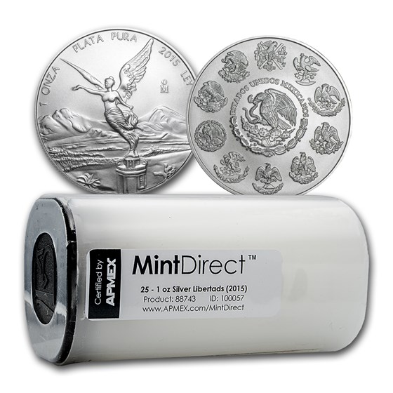2015 Mexico 1 oz Silver Libertad (25-Coin MintDirect® Tube)