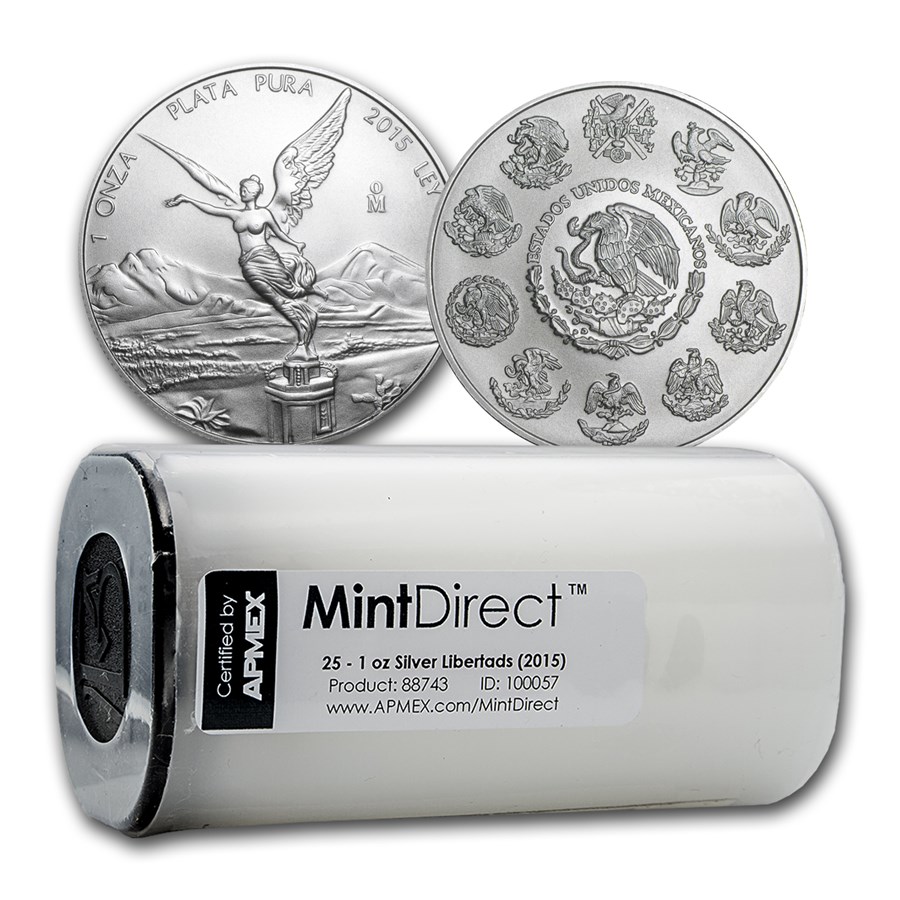 2015 Mexico 1 oz Silver Libertad (25-Coin MintDirect® Tube)