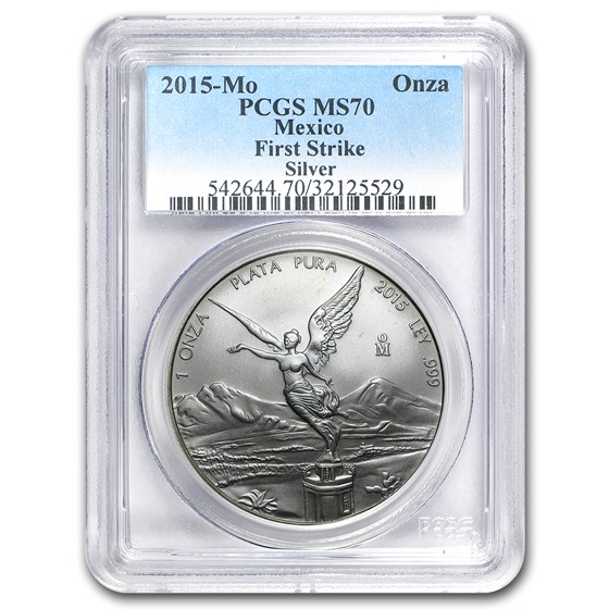 2015 Mexico 1 oz Silver Libertad MS-70 PCGS (FS, Spotted) 2015 Mexico 1 oz Silver Libertad MS-70 PCGS (FS, Spotted)