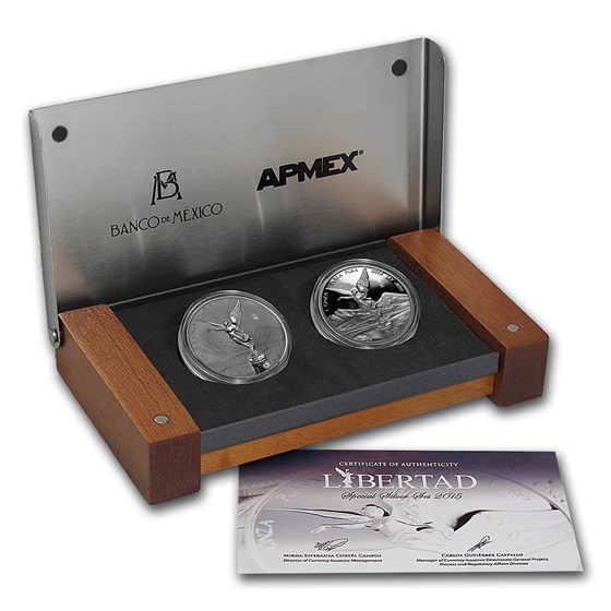 2015 Mexico 2-Coin Silver Libertad Proof/Reverse Proof Set