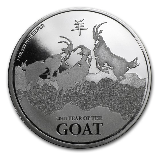 2015 New Zealand 1 oz Silver $2 Lunar Goat