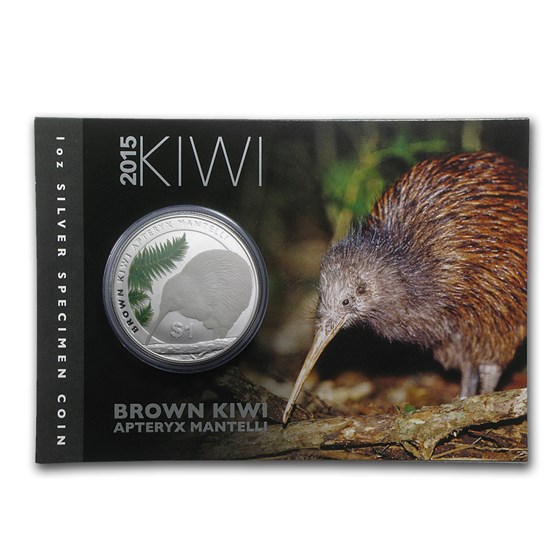2015 New Zealand 1 oz Silver Specimen $1 Kiwi (In Display Card) 2015 New Zealand 1 oz Silver Specimen $1 Kiwi (In Display Card)