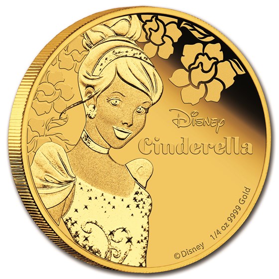 2015 Niue 1/4 oz Proof Gold $25 Disney Princess Cinderella 2015 Niue 1/4 oz Proof Gold $25 Disney Princess Cinderella