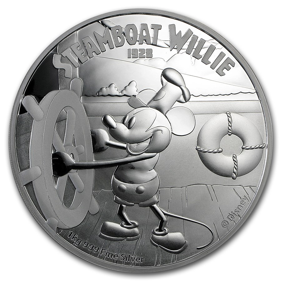 2015 Niue 1 kilo Silver $100 Disney Steamboat Willie (Box & COA)