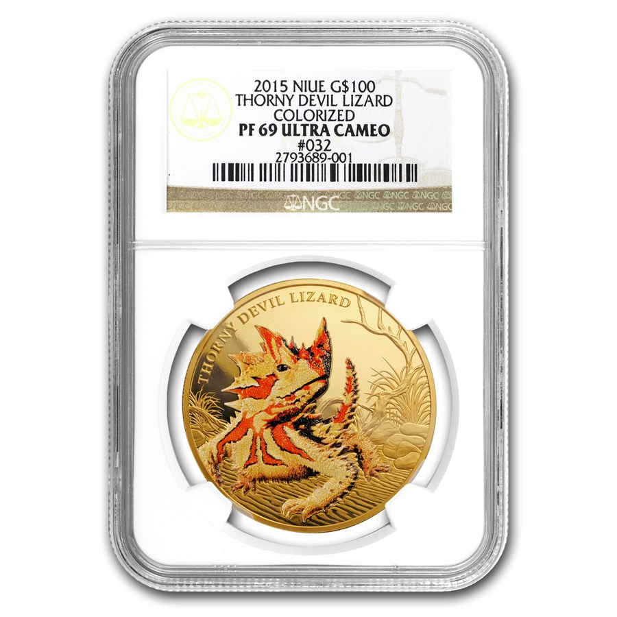 Buy 2015 Niue 1 oz Proof Gold Thorny Devil Lizard PF-69 NGC | APMEX