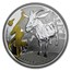 2015 Niue 1 oz Silver $2 Lunar Goat Proof (Gilded, w/Box & COA)