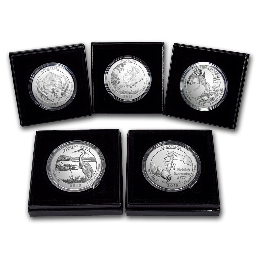 2015-P 5-Coin 5 oz Silver Burnished ATB Set (w/Box & COA)