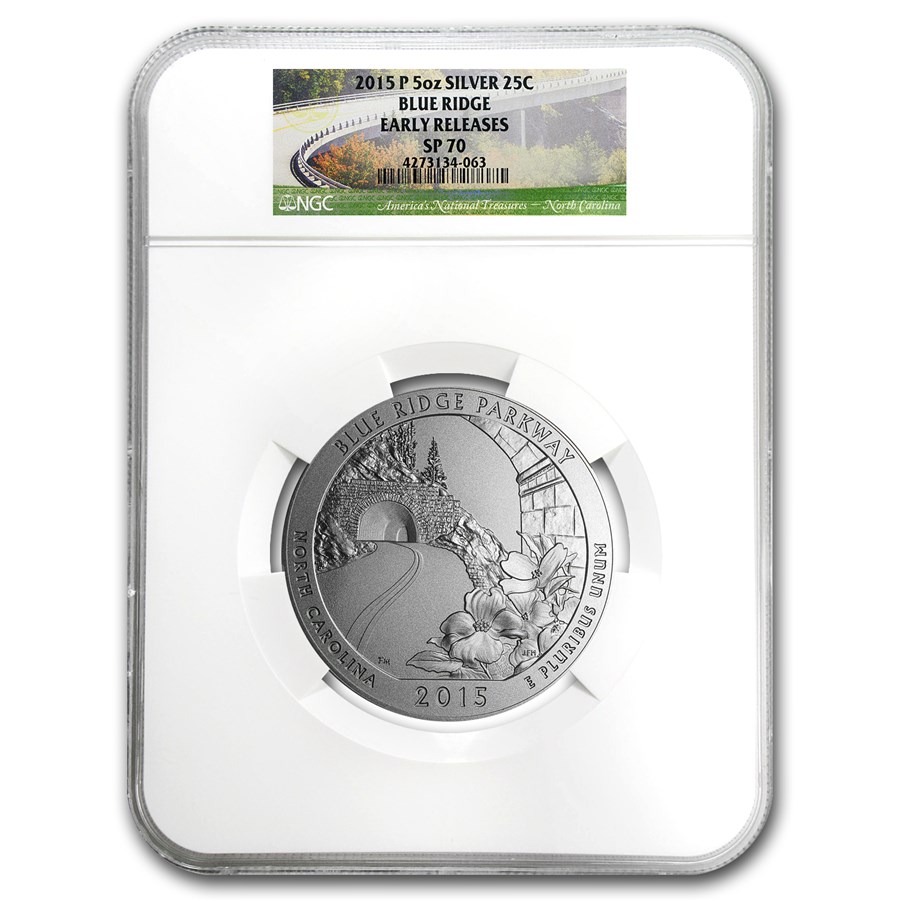 2015-P 5 oz Silver ATB Blue Ridge SP-70 NGC (Early Release)