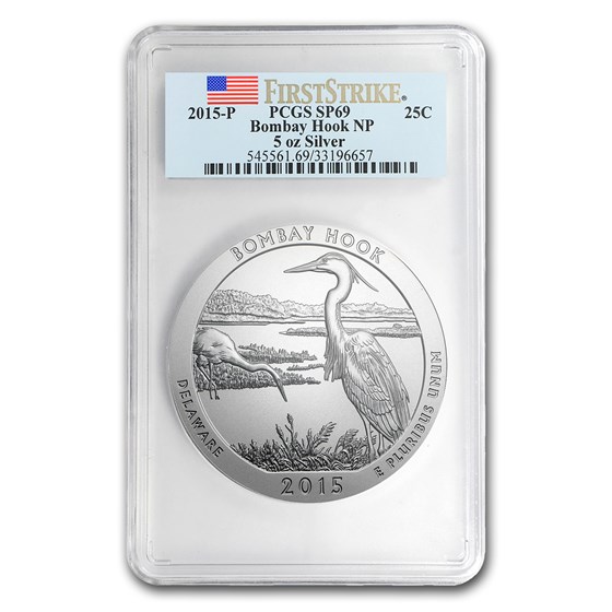 2015-P 5 oz Silver ATB Bombay Hook SP-69 PCGS (FS) 2015-P 5 oz Silver ATB Bombay Hook SP-69 PCGS (FS)