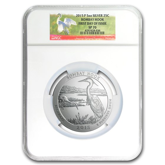2015-P 5 oz Silver ATB Bombay Hook SP-70 NGC (First Day of Issue) 2015-P 5 oz Silver ATB Bombay Hook SP-70 NGC (First Day of Issue)
