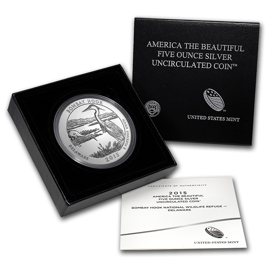 2015-P 5 oz Silver ATB Bombay Hook (w/Box & COA)