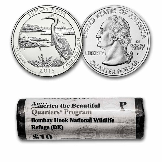 2015-P ATB Quarter Bombay Hook Wildlife Refuge 40-Coin Roll BU 2015-P ATB Quarter Bombay Hook Wildlife Refuge 40-Coin Roll BU