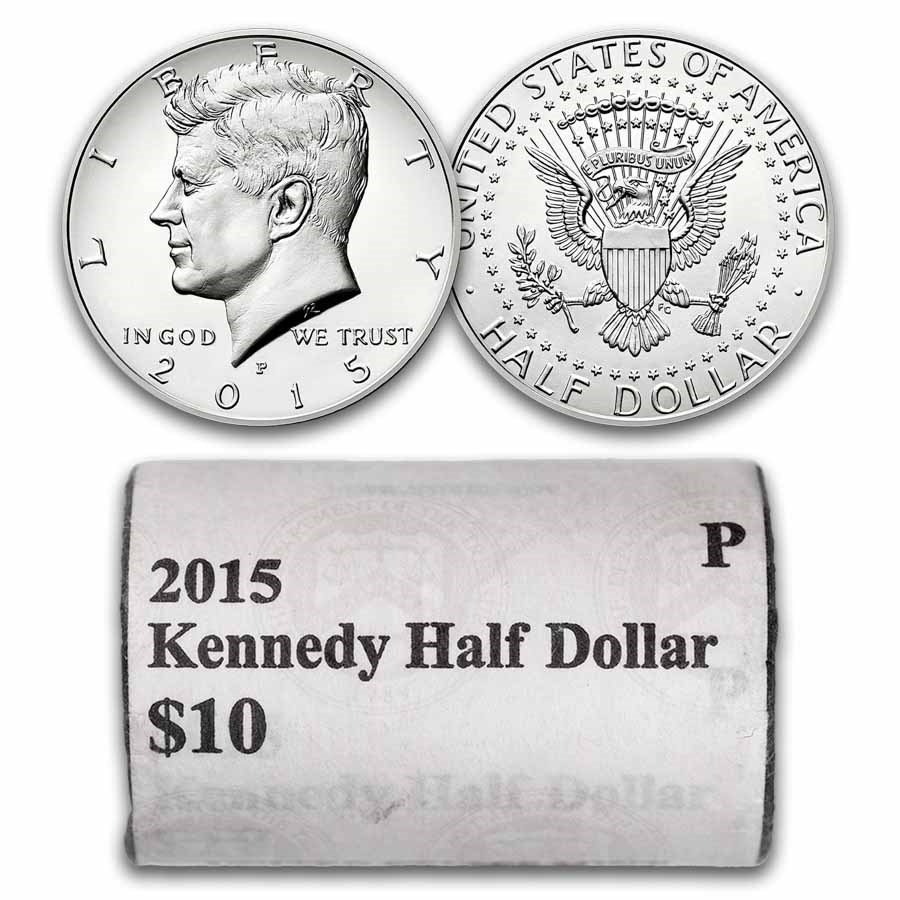 2015-P Kennedy Half Dollar 20-Coin Mint Wrapped Roll BU