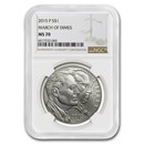 2015-P U.S. March of Dimes $1 Silver Commem MS-70 NGC