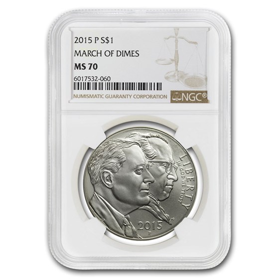 2015-P U.S. March of Dimes $1 Silver Commem MS-70 NGC 2015-P U.S. March of Dimes $1 Silver Commem MS-70 NGC