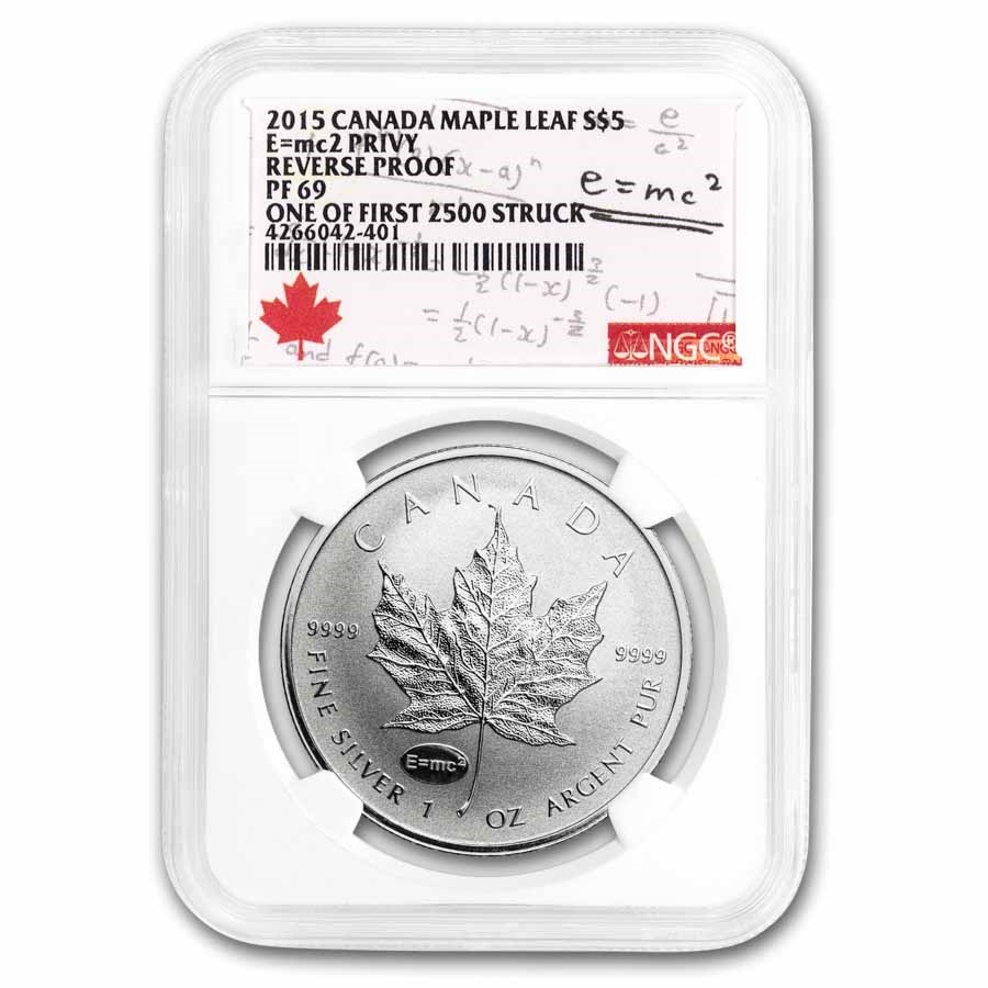2015 RCM 1 oz Silver Maple Leaf Einstein Privy PF-69 NGC