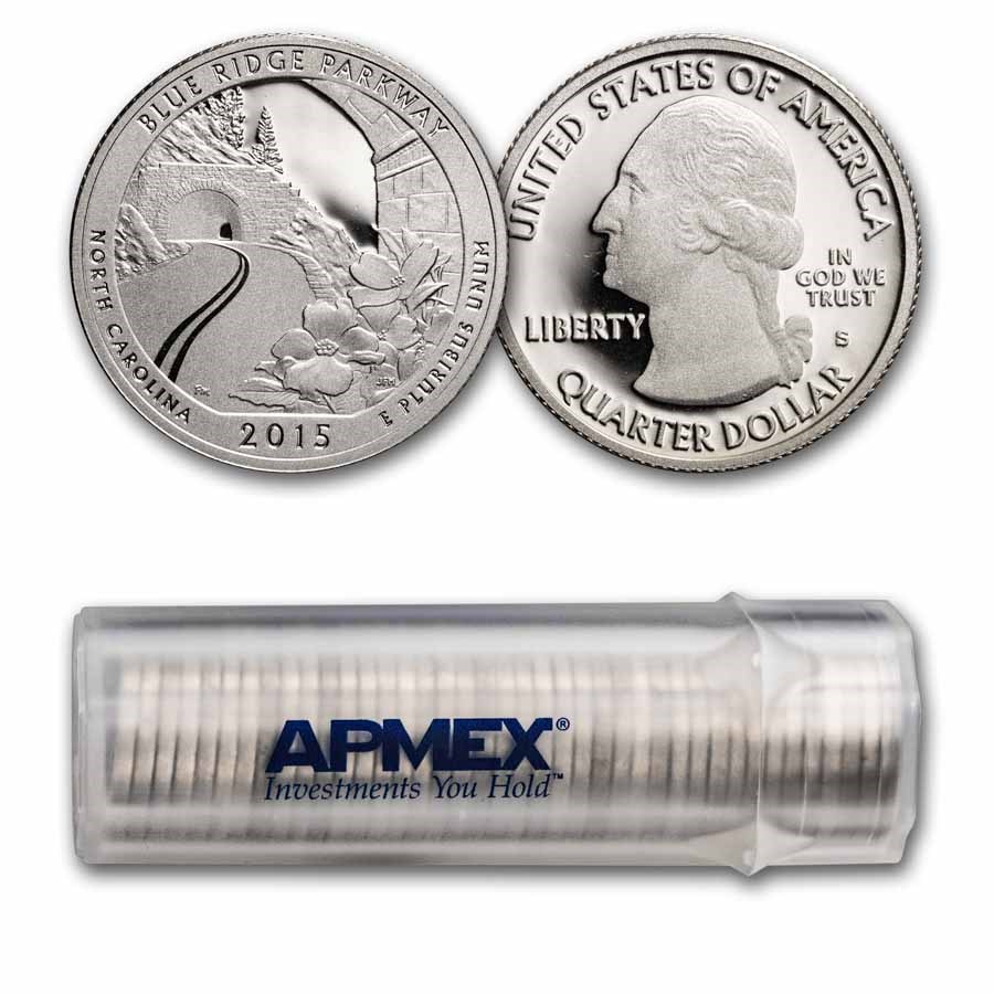2015-S ATB Quarter Blue Ridge Parkway 40-Coin Roll Gem Proof