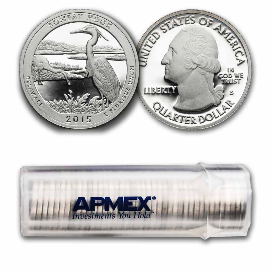 2015-S Quarter ATB Bombay Hook 40-Coin Roll Proof (Silver)