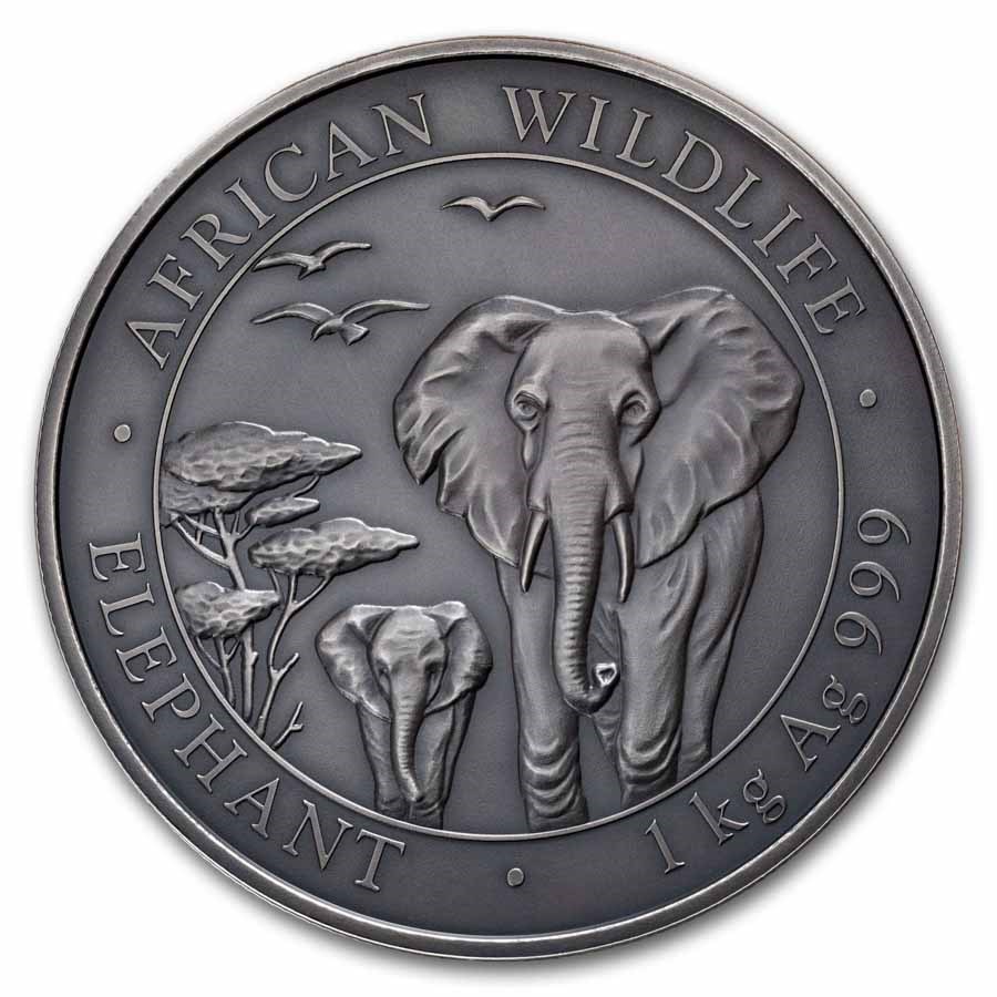 2015 Somalia 1 kilo Silver Elephant (Antiqued)