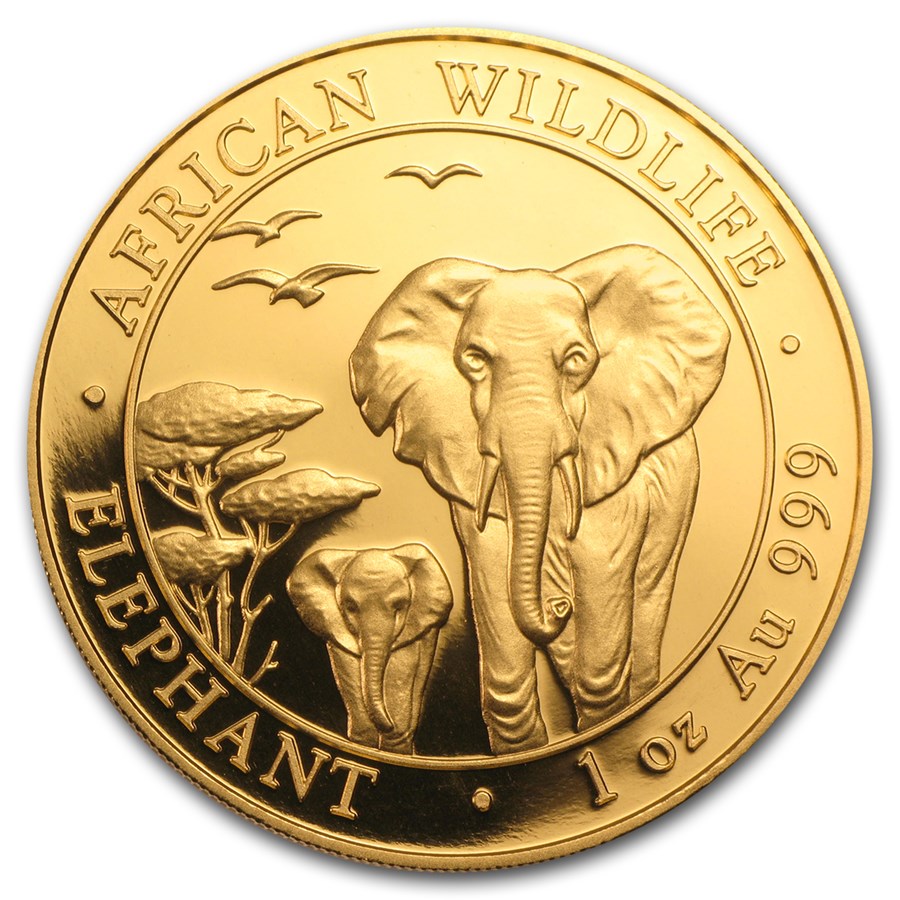 2015 Somalia 1 oz Gold African Elephant BU