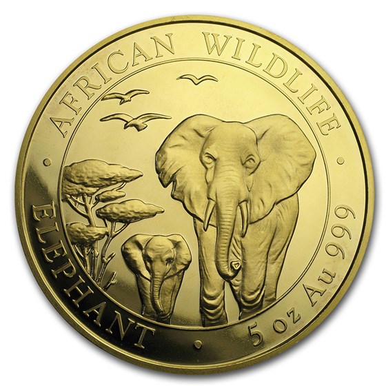 2015 Somalia 5 oz Gold African Elephant - COA #1 2015 Somalia 5 oz Gold African Elephant - COA #1