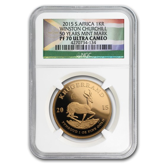 2015 South Africa 1 oz Gold Krugerrand W. Churchill PF-70 NGC 2015 South Africa 1 oz Gold Krugerrand W. Churchill PF-70 NGC