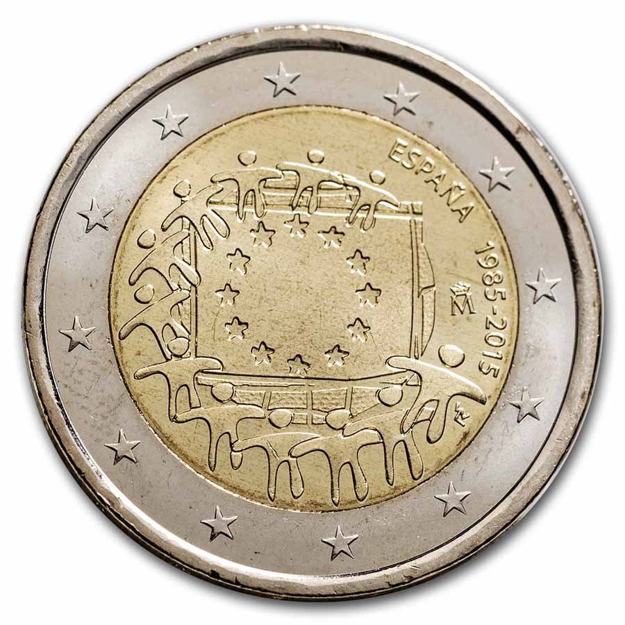 2015 Spain 2 Euro EU Flag BU