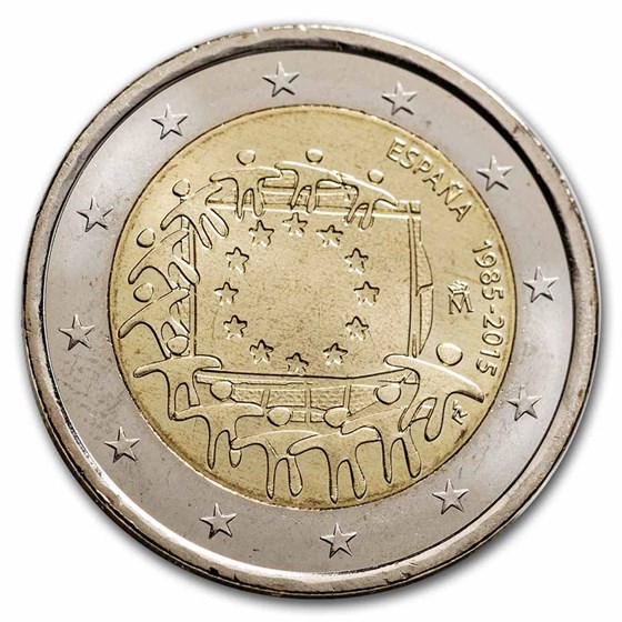 2015 Spain 2 Euro EU Flag BU 2015 Spain 2 Euro EU Flag BU