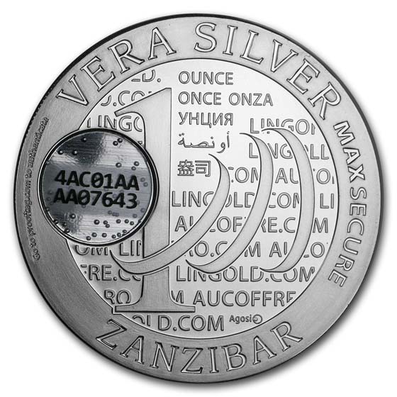 2015 VERA ZANZIBAR QR CODED 1 OUNCE SILVER BULLION COIN 