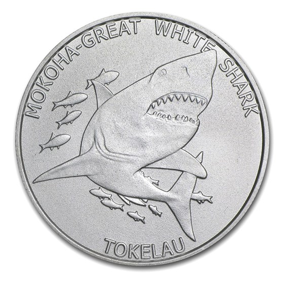 2015 Tokelau 1 oz Silver $5 Mokoha Great White Shark 2015 Tokelau 1 oz Silver $5 Mokoha Great White Shark