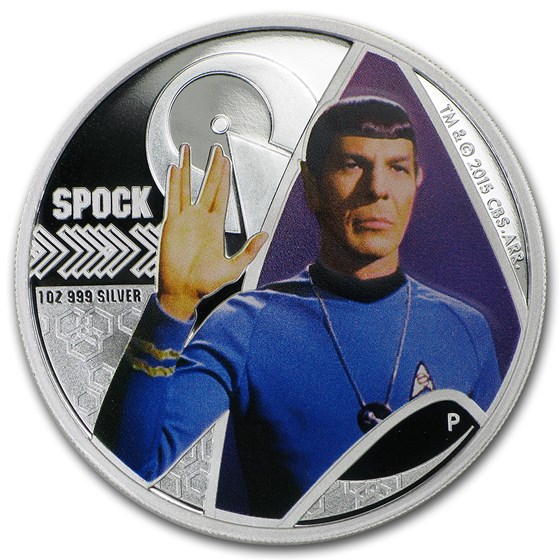 2015 Tuvalu 1 oz Silver Star Trek Colored Proof (Spock) 2015 Tuvalu 1 oz Silver Star Trek Colored Proof (Spock)