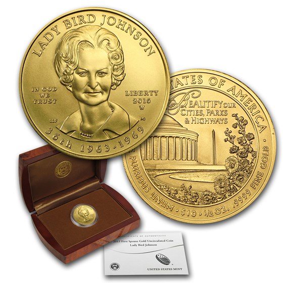 2015-W 1/2 oz Gold Lady Bird Johnson BU (w/Box & COA) 2015-W 1/2 oz Gold Lady Bird Johnson BU (w/Box & COA)