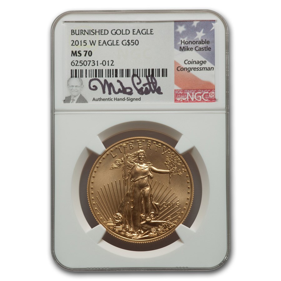 2015-W 1 oz Burnished Gold Eagle MS-70 NGC (Castle)