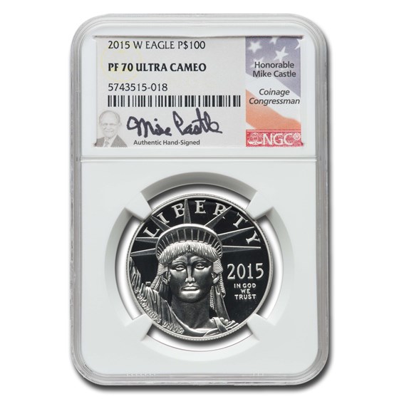 2015-W 1 oz Proof American Platinum Eagle PF-70 NGC (Castle) 2015-W 1 oz Proof American Platinum Eagle PF-70 NGC (Castle)