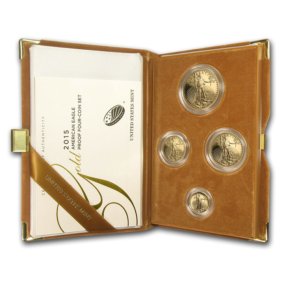 2015-W 4-Coin Proof American Gold Eagle Set (w/Box & COA)