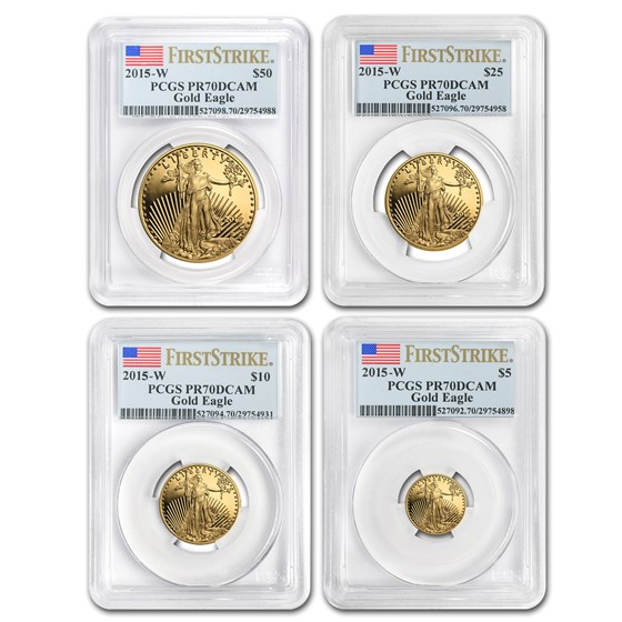 2015-W 4-Coin Proof Gold Eagle Set PR-70 PCGS (FS) 2015-W 4-Coin Proof Gold Eagle Set PR-70 PCGS (FS)