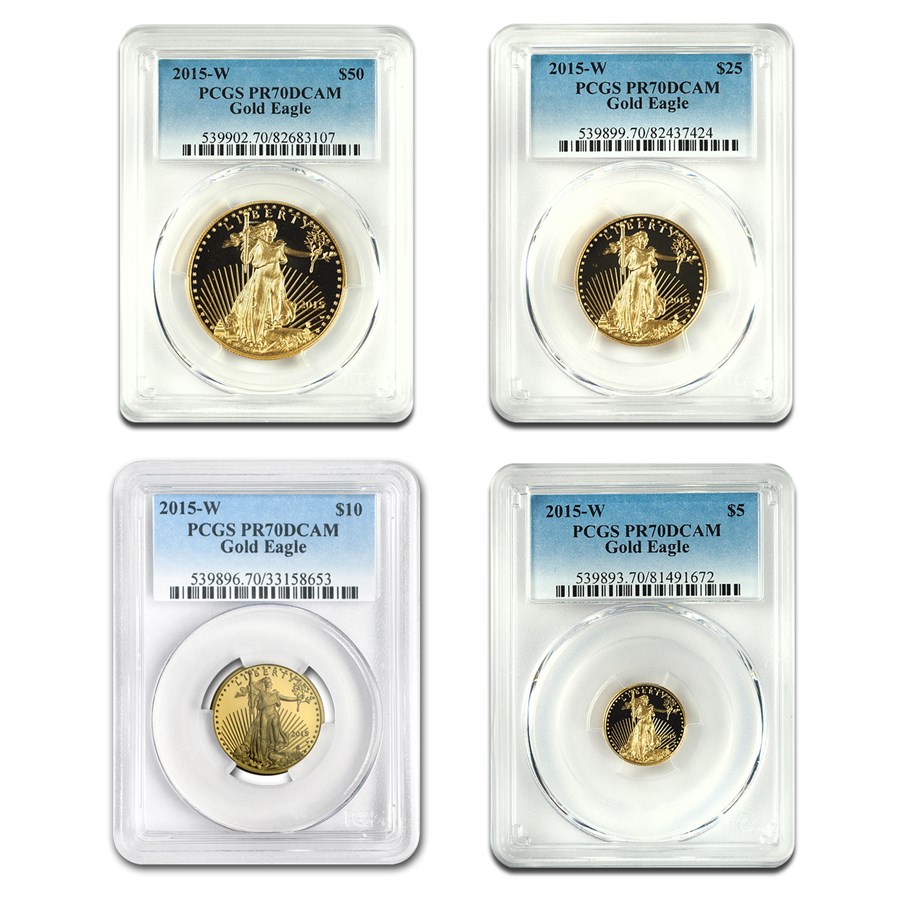 2015-W 4-Coin Proof Gold Eagle Set PR-70 PCGS