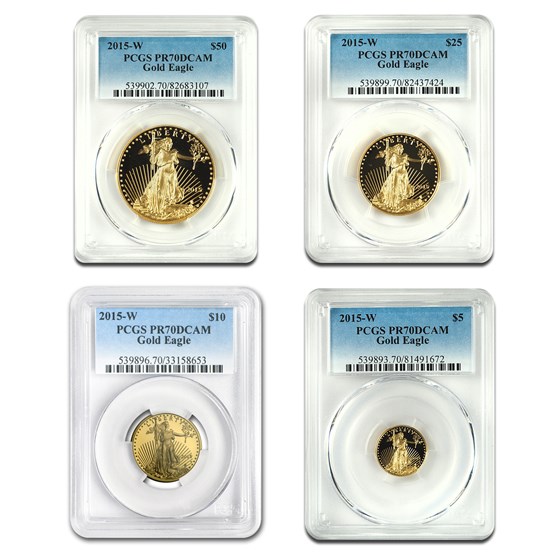 2015-W 4-Coin Proof Gold Eagle Set PR-70 PCGS 2015-W 4-Coin Proof Gold Eagle Set PR-70 PCGS