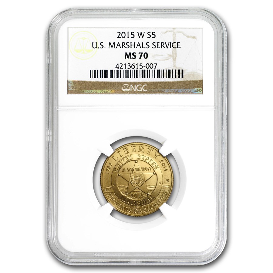 2015-W Gold $5 Commem U.S. Marshals Service MS-70 NGC