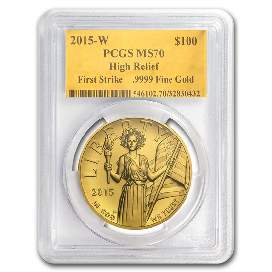 2015-W High Relief American Liberty Gold MS-70 PCGS (Gold Foil) 2015-W High Relief American Liberty Gold MS-70 PCGS (Gold Foil)
