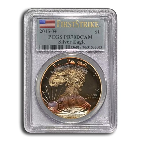 2015-W Pf. American Silver Eagle PR-70 PCGS (FirstStrike®, Toned) 2015-W Pf. American Silver Eagle PR-70 PCGS (FirstStrike®, Toned)