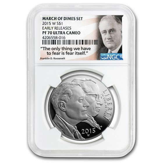 2015-W U.S. March of Dimes $1 Silver Commem PF-70 NGC 2015-W U.S. March of Dimes $1 Silver Commem PF-70 NGC