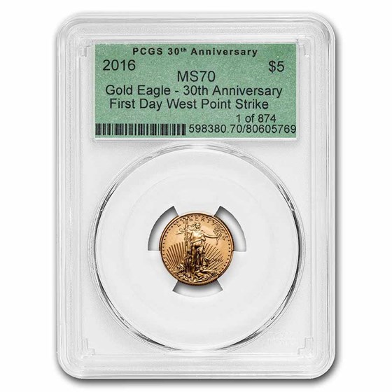 2016 1/10 oz American Gold Eagle MS-70 PCGS (First Day of Issue) 2016 1/10 oz American Gold Eagle MS-70 PCGS (First Day of Issue)