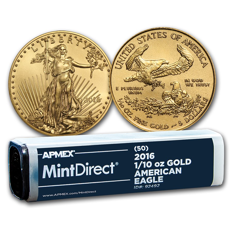 2016 1/10 oz Gold American Eagle (50Coin MintDirect® Tube) 1/10 oz