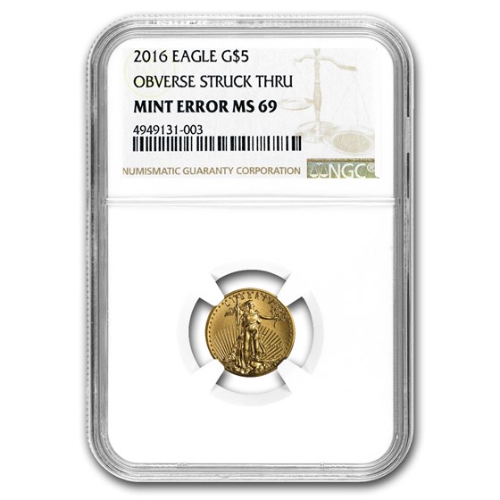 2016 1/10 oz Gold American Eagle MS-69 NGC (Obv Mint Error) 2016 1/10 oz Gold American Eagle MS-69 NGC (Obv Mint Error)
