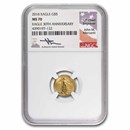 2016 1/10 oz Gold Eagle MS-70 NGC (30th Anniv, Mercanti Signed)