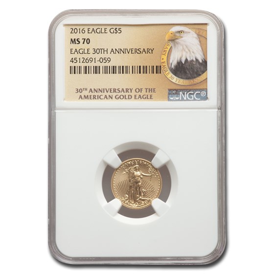 2016 1/10 oz Gold Eagle MS-70 NGC (30th Anniversary, Eagle Label) 2016 1/10 oz Gold Eagle MS-70 NGC (30th Anniversary, Eagle Label)